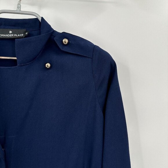 Pomander Place by Tuckernuck Women's Admiral Blue Anderson Dress Button Front XS - Picture 3 of 8